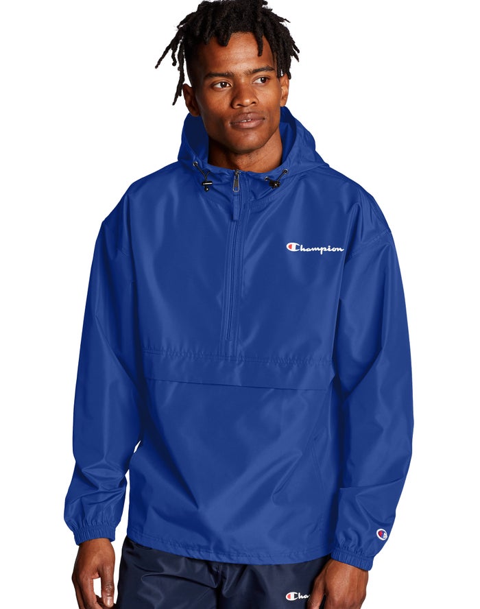 Champion Jas Heren - Blauw - Packable Script Logo ( 534671-IRQ )